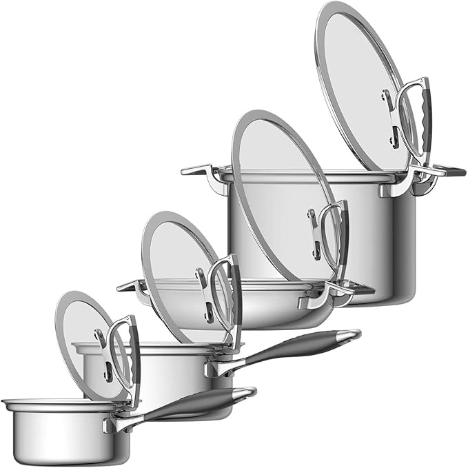 8-piece Luxury Collection Cookware Set with 1.5-qt Sauce Pan 3-qt Sauce Pan 8-qt Stock Pot and 12-in Dual Handle Casserole