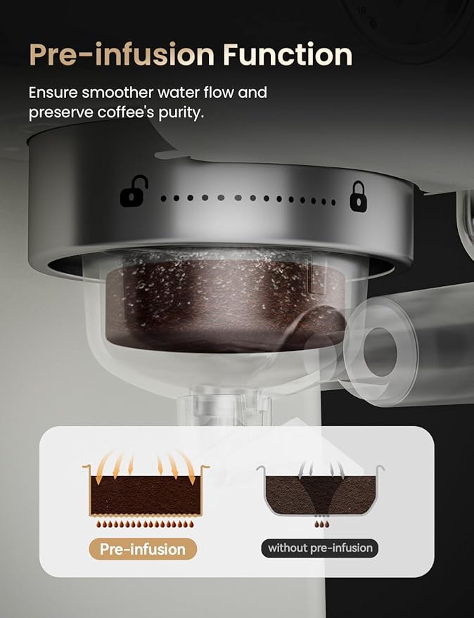 Neretva 1450W Stainless Steel Coffee and Espresso Maker Combo &amp Milk Frothing Pitcher 12 oz Milk Hand Held Frother Steamer Pitcher Jug Cup