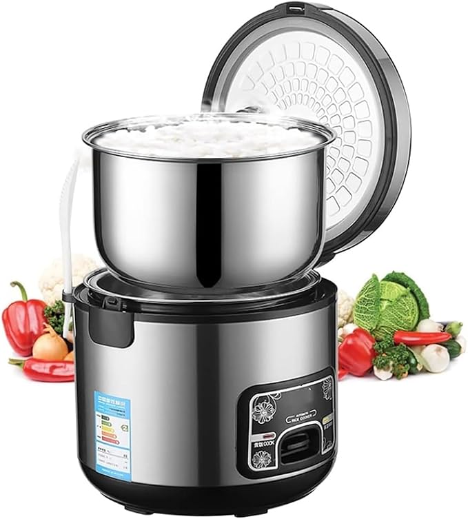 Rice Cooker (2-5L) 201 Stainless Steel Non-Stick Inner Pot Stainless Steel Cook/Warm Functions 220-240V UK/EU Power(4L)