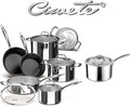 Tri-Ply Stainless Steel Pots and Pans Set 11-PC &amp 2 Quart Sauce Pan with Lid