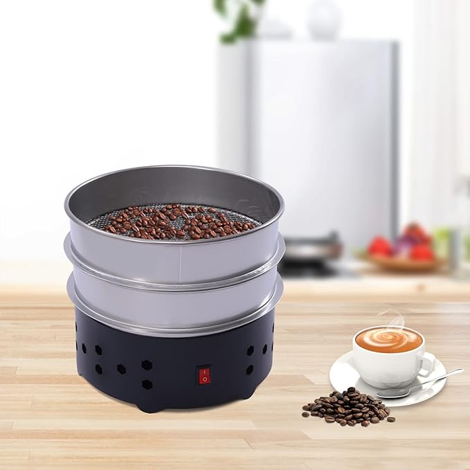 Coffee Bean Cooler 1.3lb Electric Coffee Bean Cooling Machine with a Coarse Mesh and a Fine Mesh Cafe Roasting Cooling Machine for Home Cafes Use 1-3 Min Drying Time Stainless Steel