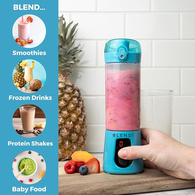 BLENDi Pro+ Portable Blender (New 2025 Model 17.5oz Turquoise) – Upgraded 120W Motor USB-C Rechargeable Cordless Personal Blender Smoothies &amp Shakes – BPA-Free Self-Cleaning Travel-Friendly