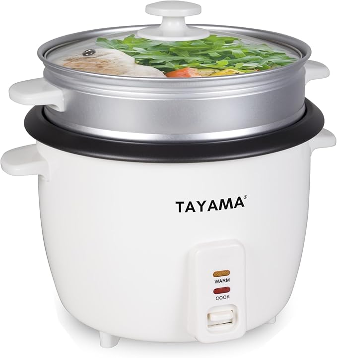 Tayama Rice Cooker with Steam Tray 3 Cup White (RC-03R)