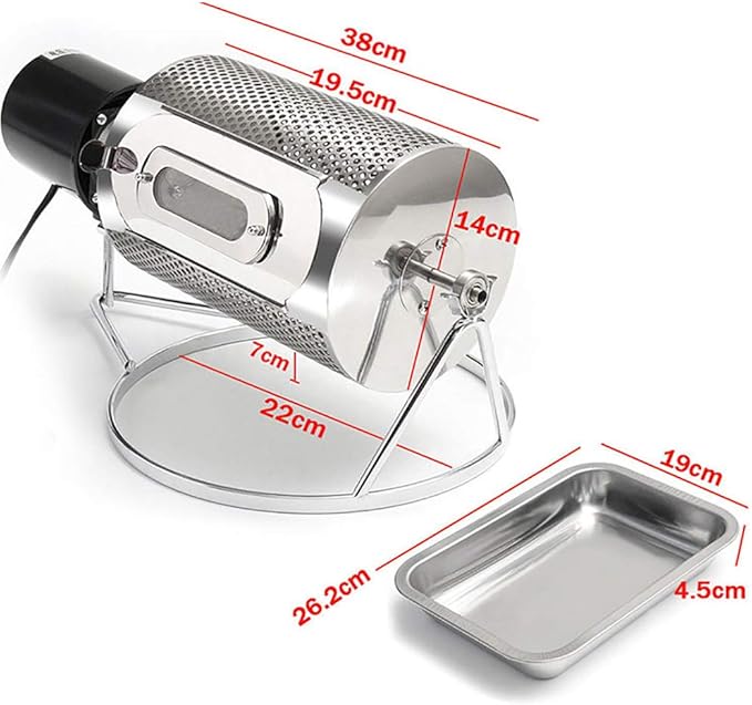 iDili AC 110V Electric Coffee Roasting Machine Coffee Bean Grains Nuts Roaster Stainless Steel Coffee Bean Roller Type Baking Machine 100-250G