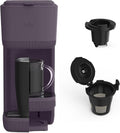 BELLA Single Serve Coffee Maker K Cup &amp Coffee Ground Compatible with Removable Adjustable Drip Tray Auto Shutoff &amp Reusable Dishwasher Safe Accessories Brews 6oz to 14oz 1000 Watt Plum