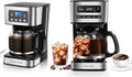 Taylor Swoden Programmable Coffee Makers 12 Cup Hot and Iced Coffee Maker 3 Brew Strength LED Display 24H Timer Keep Warm&ampAuto Shutoff- Drip Coffee Machine for Home/Office Black &ampStainle