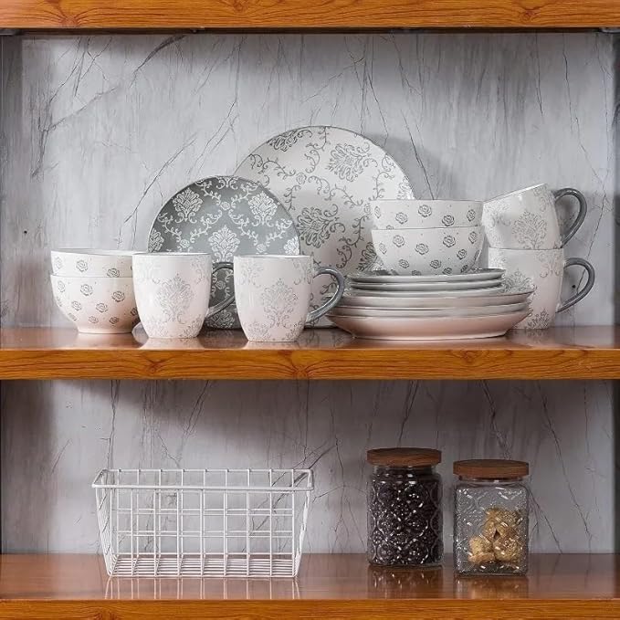 16-pieces Dinnerware Sets Ceramic Dish Set Plates and Bowls for 4 Stackble 1Bowl snd Plate