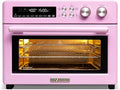 VAL CUCINA Retro Style Infrared Heating Air Fryer Toaster Oven Extra Large Countertop Convection Oven 10-in-1 Combo 6-Slice Toast Enamel Baking Pan Easy Clean with Recipe Book Classic Pink Color