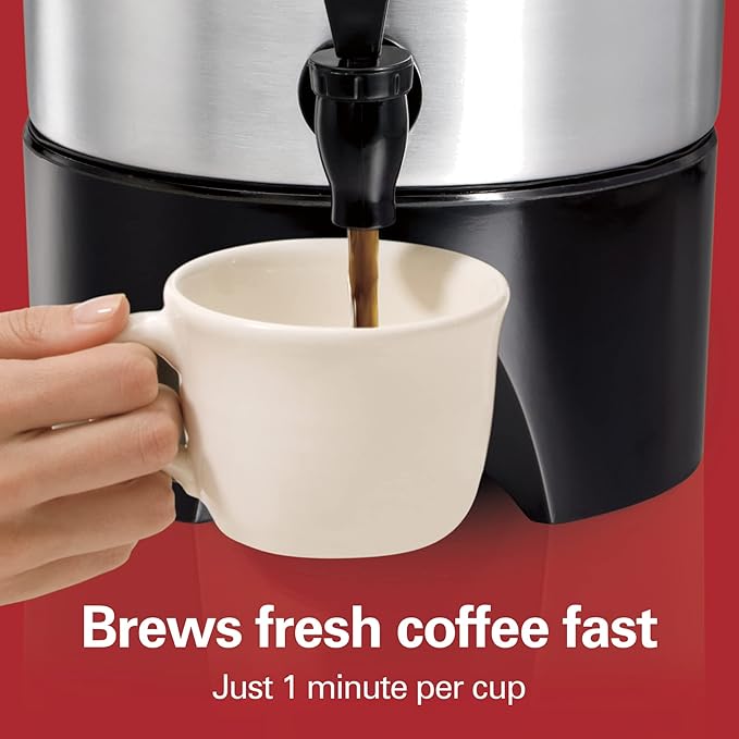Hamilton Beach 45 Cup Coffee Urn and Hot Beverage Dispenser Silver &amp 2-Way 12 Cup Programmable Drip Coffee Maker &amp Single Serve Machine Glass Carafe