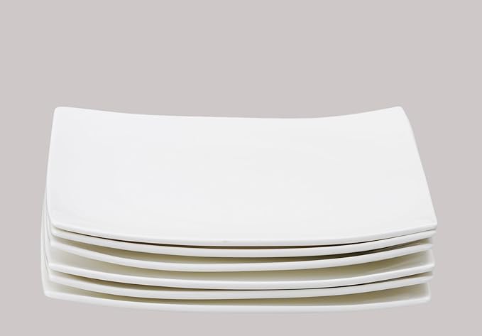 Bone China Elegance White Square Plate 10.5 Set of 6 Pieces