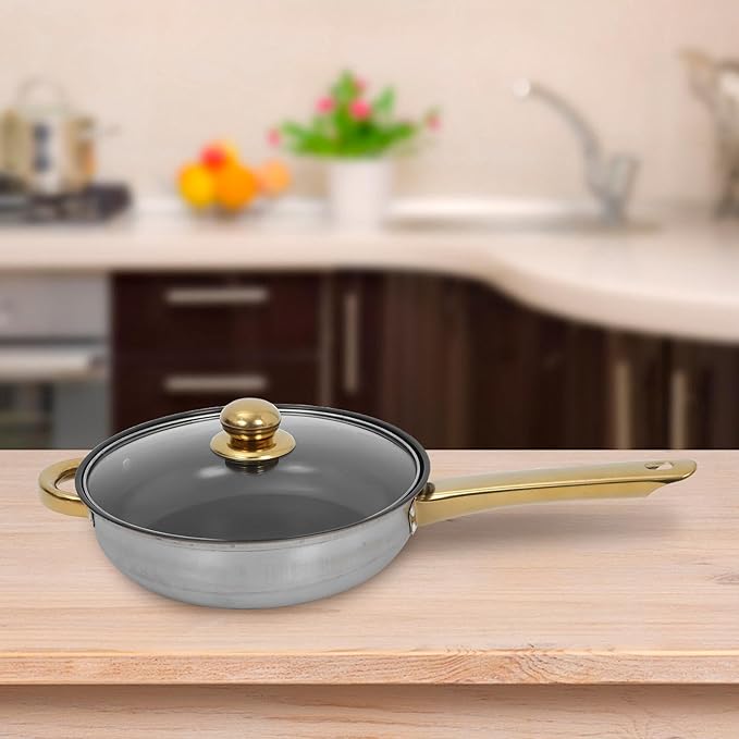 NUOBESTY Stainless Steel Cookware Set with Non-stick Frying Pan and Saucepan for Induction Cooktop Versatile Kitchen Pots and Pans for Boiling Frying and Simmering Stylish Modern Design for