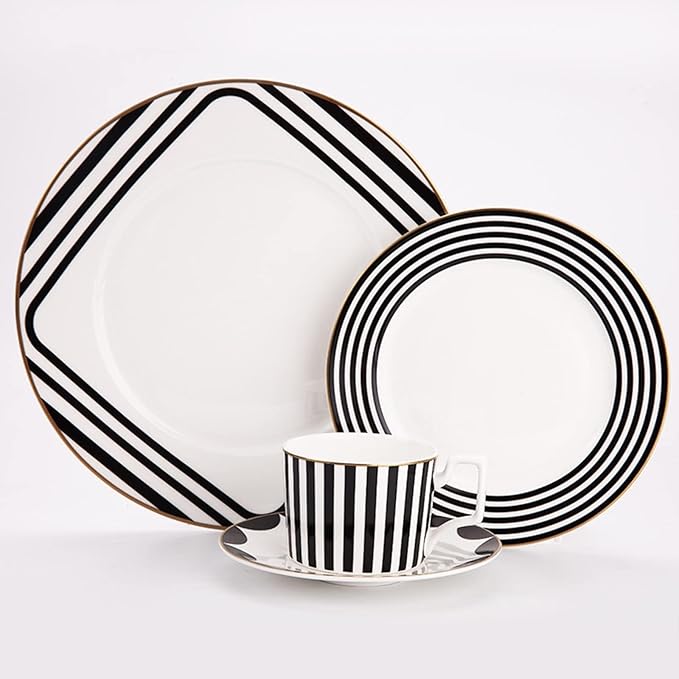 New Home Celebration Dinnerware Set Service for 6Delicate Coffee Cup Bone China Dinnerware SetsSteak Dinner Plates Dish Setwedding hotel family gathering banquet (24PCS)