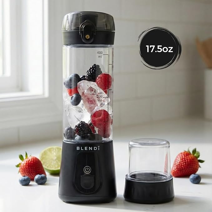 BLENDi Pro+ Portable Blender (17.5oz Black) – Upgraded Ice Crushing 120W Motor USB-C Rechargeable Cordless Personal Blender Smoothies &amp Shakes – BPA-Free ravel-Friendly (NEW)