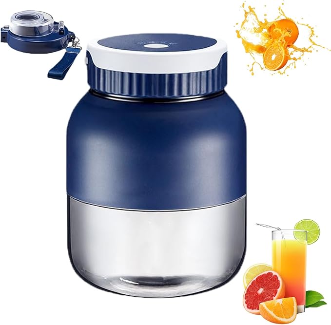 Blender Mini Japan 28oz Hand Blender — Directly Squeezed Fresh Juice Portable With Lid USB-C Rechargeable (Blue)