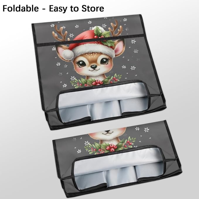 Kitchen Aid Mixer Cover Christmas Cute Deers Holly Stand Mixer Cover Compatible with 6-8 Quarts Stand Mixers Dust Covers with Zipper Pocket Foldable Washable Kitchen Aid Organizer Bag