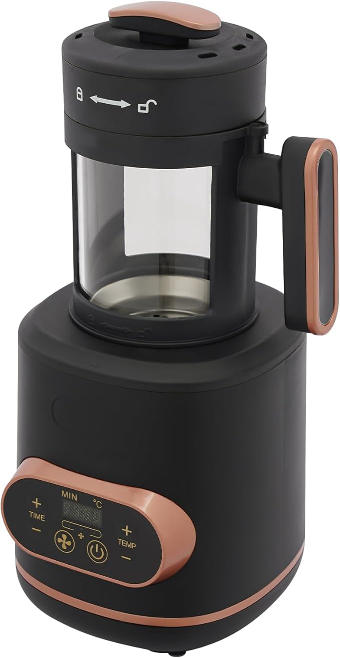 Electric Coffee Bean Roaster Machine1500W Coffee Bean Baking Roasting Machine W/Clear Glass Container + LED display screen Temp Range 32-464℉ &amp timer function for Personal Family.