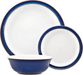 Denby - Imperial Blue Dinner Set for 4-12 Piece Ceramic Tableware Set Blue White - Dishwasher Microwave Safe Crockery Set - 4 x Dinner Plate 4 x Small Plate 4 x Cereal Bowl
