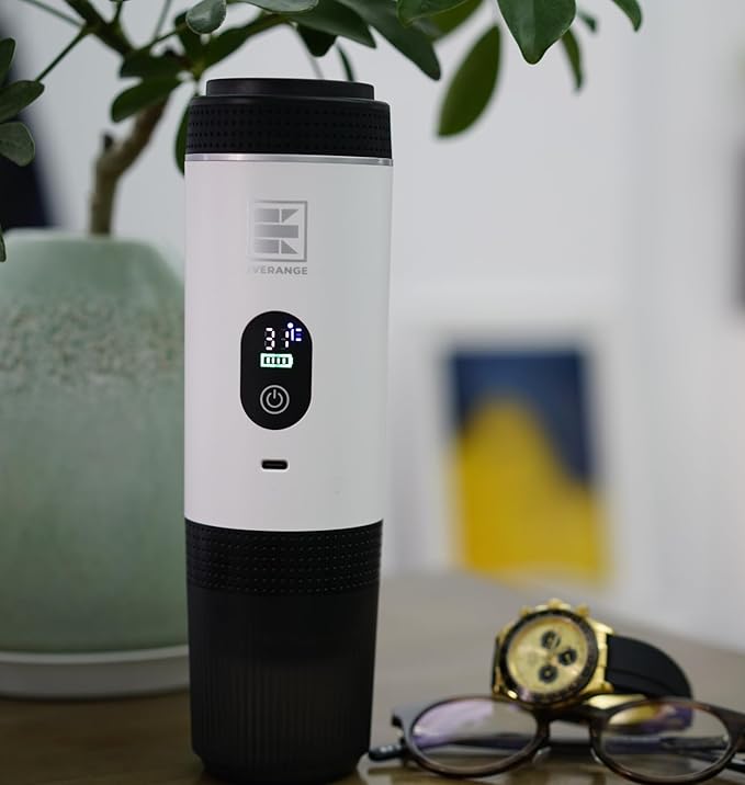 Portable Electric Espresso Machine Travel Coffee Maker Brewer Compatible with Ground Coffee &amp NS Capsules (White with LCD Screen)