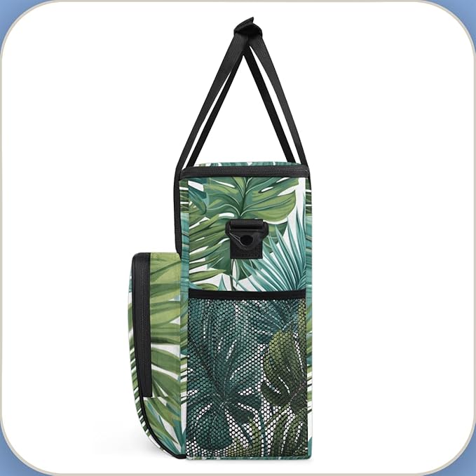 Gossamer Tropical Leaves Coffee Maker Carrying Bag Travel Storage Bag Compatible with K-Mini or K-Mini Plus Single Serve Coffee Brewer Carrying Case with Multiple Pockets &amp Shoulder Strap