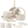 Cookware Set 9/11/15 Piece Nonstick Maifan Cookwares Sets with Detachable Handle Oven Safe Super Easily CleanSuitable for Kitchen (White11-Piece Set)