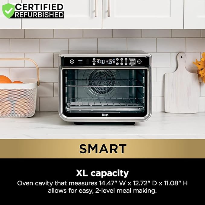 Ninja DT2550 Foodi 10-in-1 Smart XL Air Fry Oven (Renewed) Bundle with Deco Chef Pair of Red Heat Resistant Oven Mitt and Cuisinart Advantage 12-Piece Gray Knife Set with Blade Guards