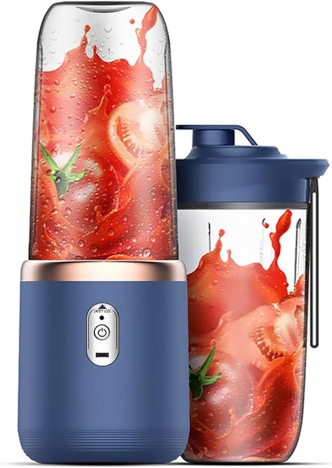 Portable Juicer Blender 400ml Electric Fruit Juicer USB Charging Lemon Orange Fruit Juicing Cup Smoothie Blender Machine 2cups(2 pink cups)