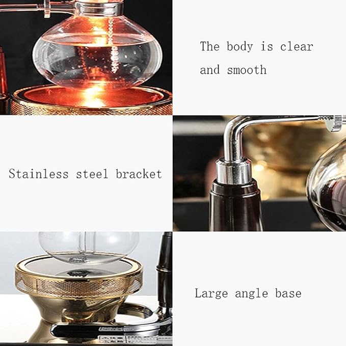 Modern Siphon Coffee MakerIced Coffee Maker with Alcohol BurnerTransparent Coffee Maker with Stainless Steel Support Flowing