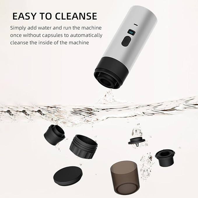 HEEPDD Portable Coffee Maker Machine with 15Bar High Pressure and Digital Display Compatible with Ground Coffee and Capsules for Travel Camping Office