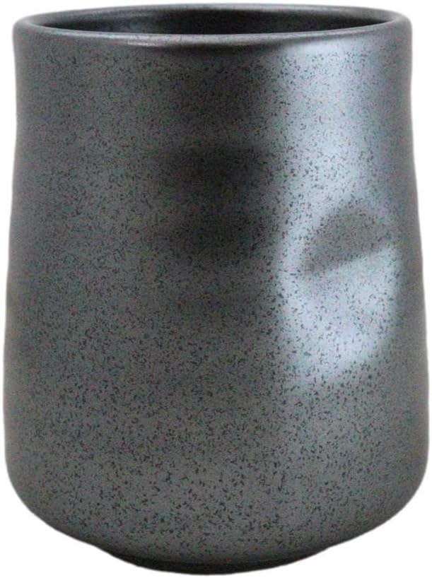 Ebros Gift Iron Black Clay Underglaze Technique Tetsu Kesho Porcelain Dinnerware Kitchen Set Asian Japanese Restaurant Supply (Pack Of 6 Reactive Glaze Tea Cups 9oz)