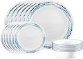 Corelle Vitrelle 18-Piece Service for 6 Dinnerware Set Triple Layer Glass and Chip Resistant Lightweight Round Plates and Bowls Set Ocean Blue
