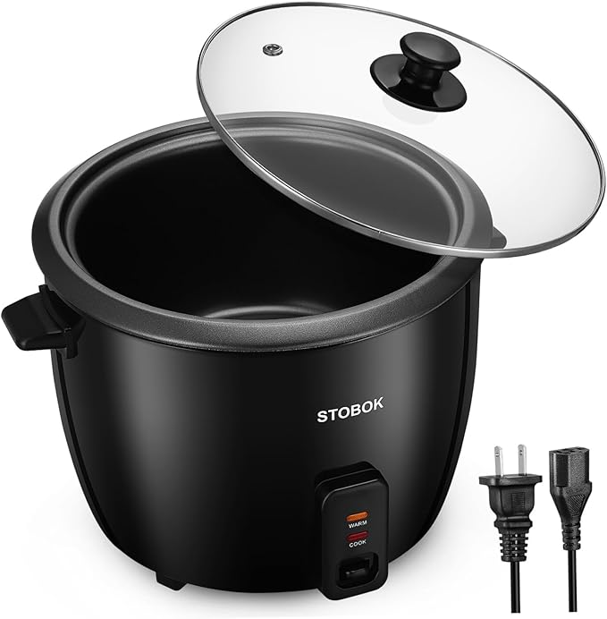 VILLCASE Electric Rice Cooker with Clear Lid Portable Multi-functional Stew Pot for Camping and Travel Space-saving Personal Cooker with US Plug for Rice Soups Oatmeal and Steamed