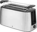 WMF Bueno Pro Toaster Langschlitz mit Brötchenaufsatz 4 Scheiben XXL Toast Aufknusper-Funktion 6 Bräunungsstufen 1550W Toaster edelstahl matt
