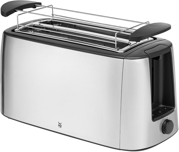 WMF Bueno Pro Toaster Langschlitz mit Brötchenaufsatz 4 Scheiben XXL Toast Aufknusper-Funktion 6 Bräunungsstufen 1550W Toaster edelstahl matt