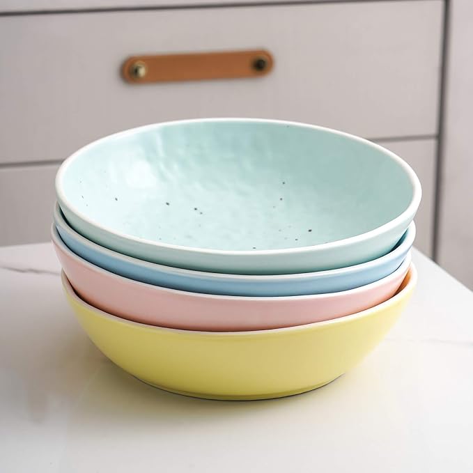 Stone lain Elena Stoneware Dish Set 4 Bowls Blue Mint Pink Yellow