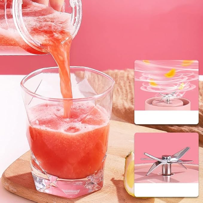 Portable Blender USB Rechargeable Travel Juicer Cup Electric Mini Personal Size Blenders for Smoothies and Shakes Fruit Juice Mixer with 6 Blades for Sports Travel and Outdoors (Color : White