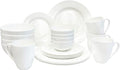 Bone China 20 Piece Dinnerware Set Service for 4 White Microwave Safe Dishwasher SafeChip Resistant Translucent Elegant giftware Dish set For Essential Home Everyday Living Kitchen Set