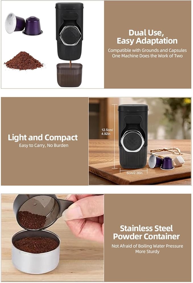 Portable French Press Coffee Maker Stainless Steel 12oz Quick Brew for Camping Home Travel