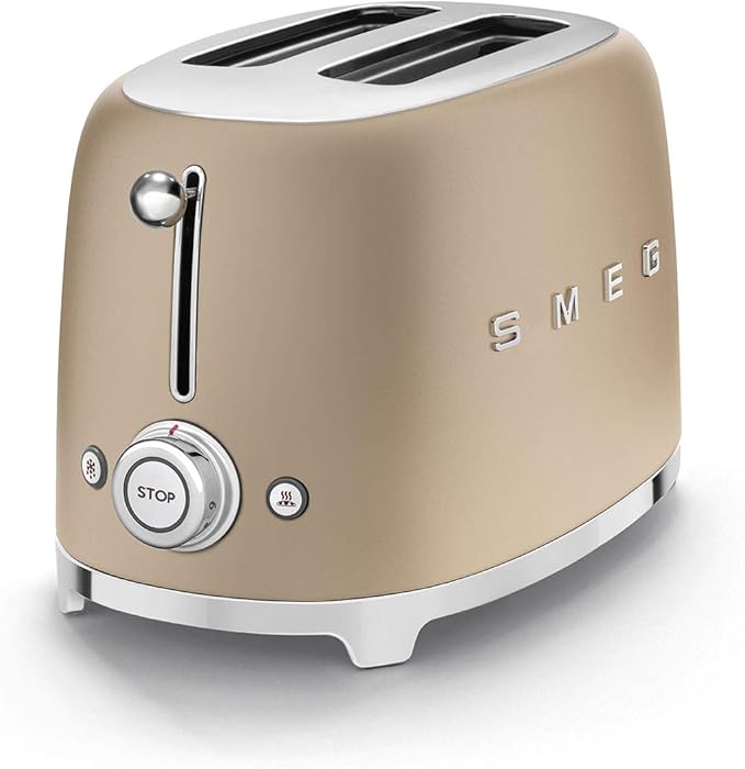 Smeg Electric Kettle Matte Champagne &amp 2-Slice Toaster Matte Champagne