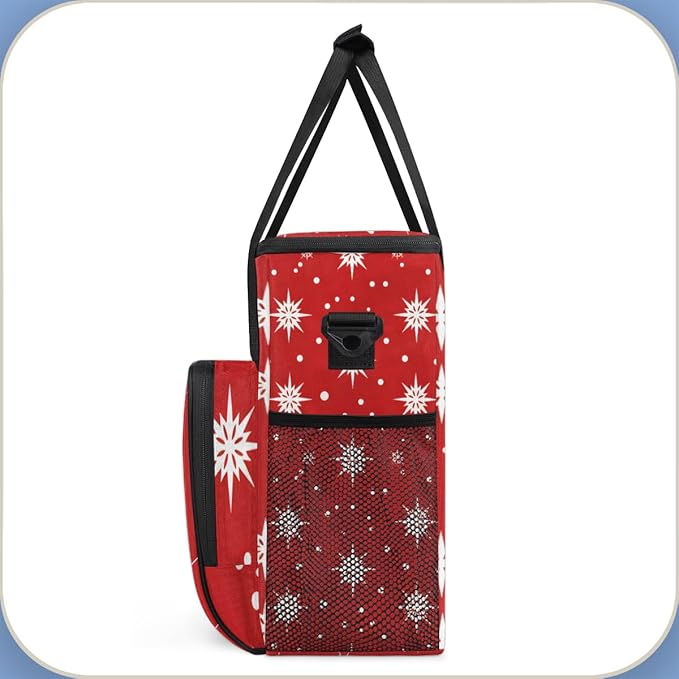 Christmas Snowflakes Coffee Maker Carrying Bag Glitter Snowflakes Travel Storage Bag Compatible with K-Mini or K-Mini Plus Single Serve Coffee Brewer Carrying Case with Pockets &amp Shoulder Strap