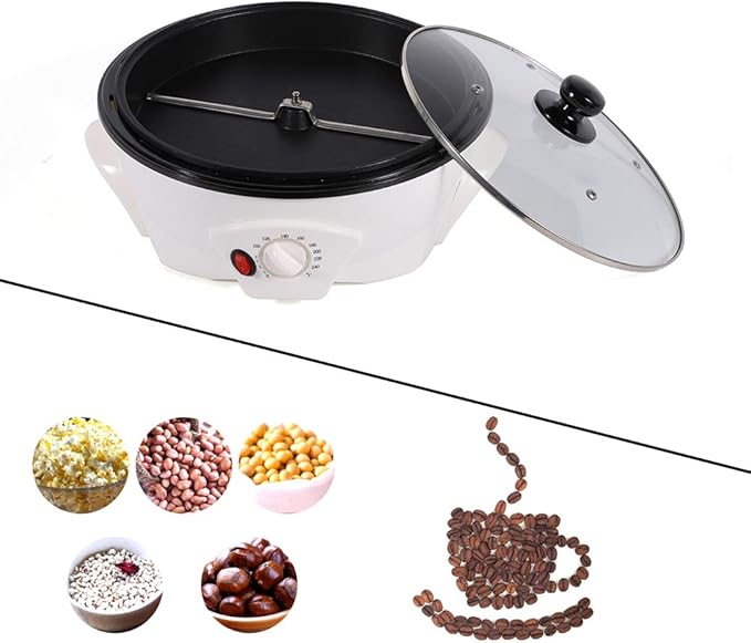 Electric Coffee Roaster Coffee Bean Baker Roaster 1500g Capacity Household Coffee Bean Roasting Machine with Lid Use for Nut Peanut Roasting 110V