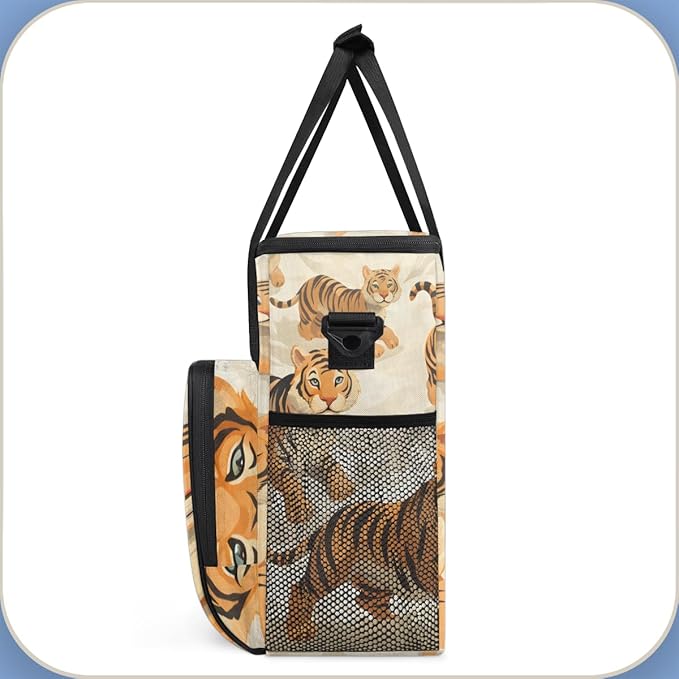 Tiger Coffee Maker Carrying Bag Cute Tiger Portable Travel Storage Tote Bag Compatible with K-Mini or K-Mini Plus Single Serve Coffee Brewer Carrying Case with Multiple Pockets &amp Shoulder Strap
