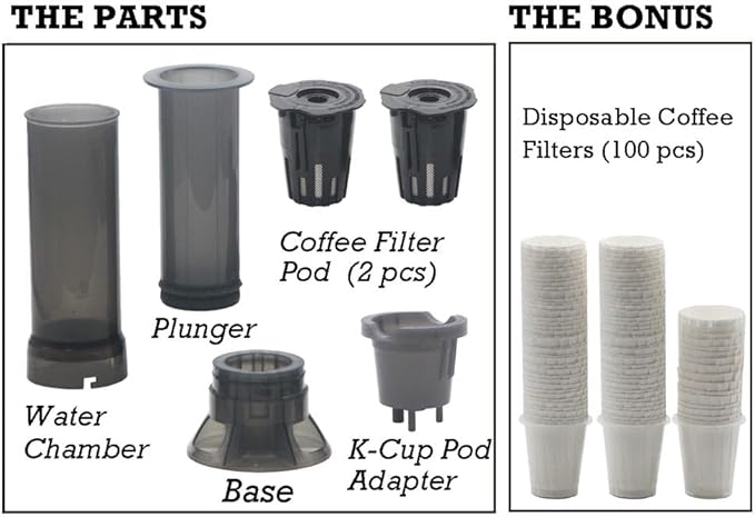 Portable Travel Coffee Maker Press Camping Coffee Press Travel K Cup Coffee Maker - Instantly Makes Delicious Coffee Compatible with K Cups and Ground Coffee 4~12 OZ One Shot