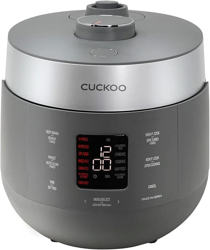 CUCKOO CRP-ST1009F | 10-Cup (Uncooked) Twin Pressure Rice Cooker &amp Warmer | 12 Menu Options: High/Non-Pressure Steam &amp More Made in Korea Gray (Renewed) (Renewed)