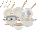 White13 Pieces Pots and Pans Set Nonstick Cookware Set Granite Cooking Set Kitchen Induction Cookware with Frying Pans Saucepans Steamer Silicone Tools Set