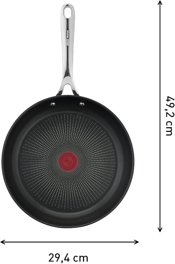 T-Fal x Jamie Oliver Nonstick Coated Stainless Steel Pan 11-Inch Induction Compatible Oven Safe up to 500°F Chef's Stainless Steel Skillet Frying Pan Silver