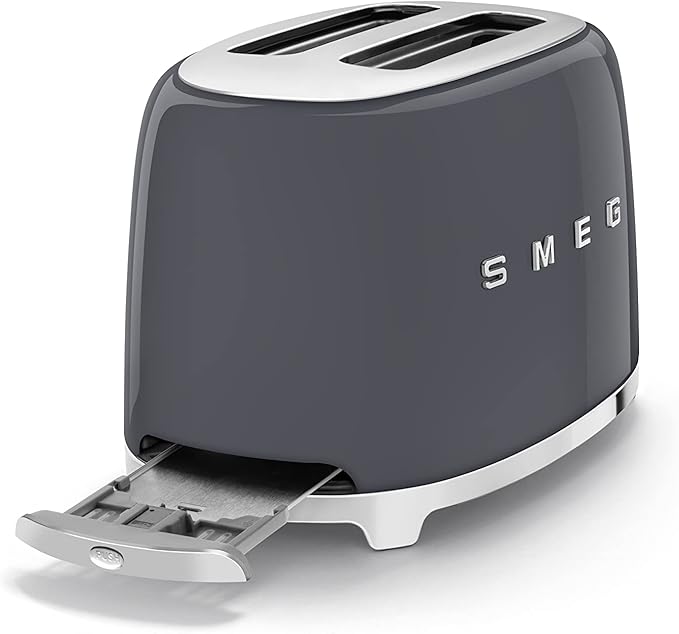 Smeg Retro Drip Coffee Machine and 2-Slice Toaster Bundle (Gray)