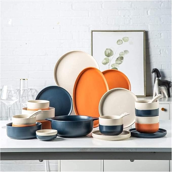 GaRcan Dinner Plate Luxurious Dinner Set for Party or Wgifts Dinnerware Sets Dinner Plates 46 Pieces Dish Sets Includes Bowls/Dessert Plates/Saucers Dishwasher &amp Microwave Safe/Natural (B)