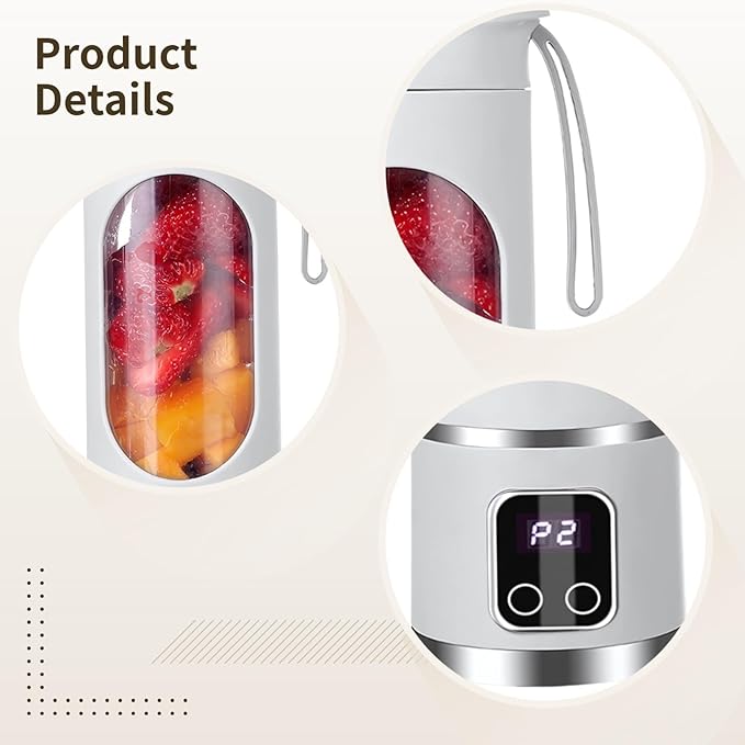 Generic Compact Mini Blender Versatile Juicer Cup For Students Usb Rechargeable With Built-In Battery 15.2 Fl Oz / 450 Ml Capacity Excellent For Home And Travelling Handy Silicone Grip