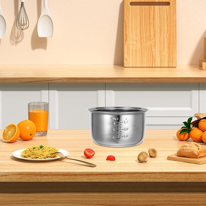 1Pc 3L Rice Cooker Cup Stainless Steel Inner Bowl Non-Stick Inner Pot Upgrade Even Heating for Perfect Rice Pots for Multi-Cookers Easy to Clean and Dishwasher Safe