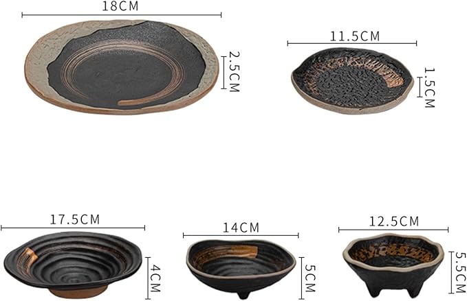 Ceramics Dinnerware Set 5-Piece Kitchen Dinner Set Stoneware Tableware Set Service Plates Dish and Bowls Set